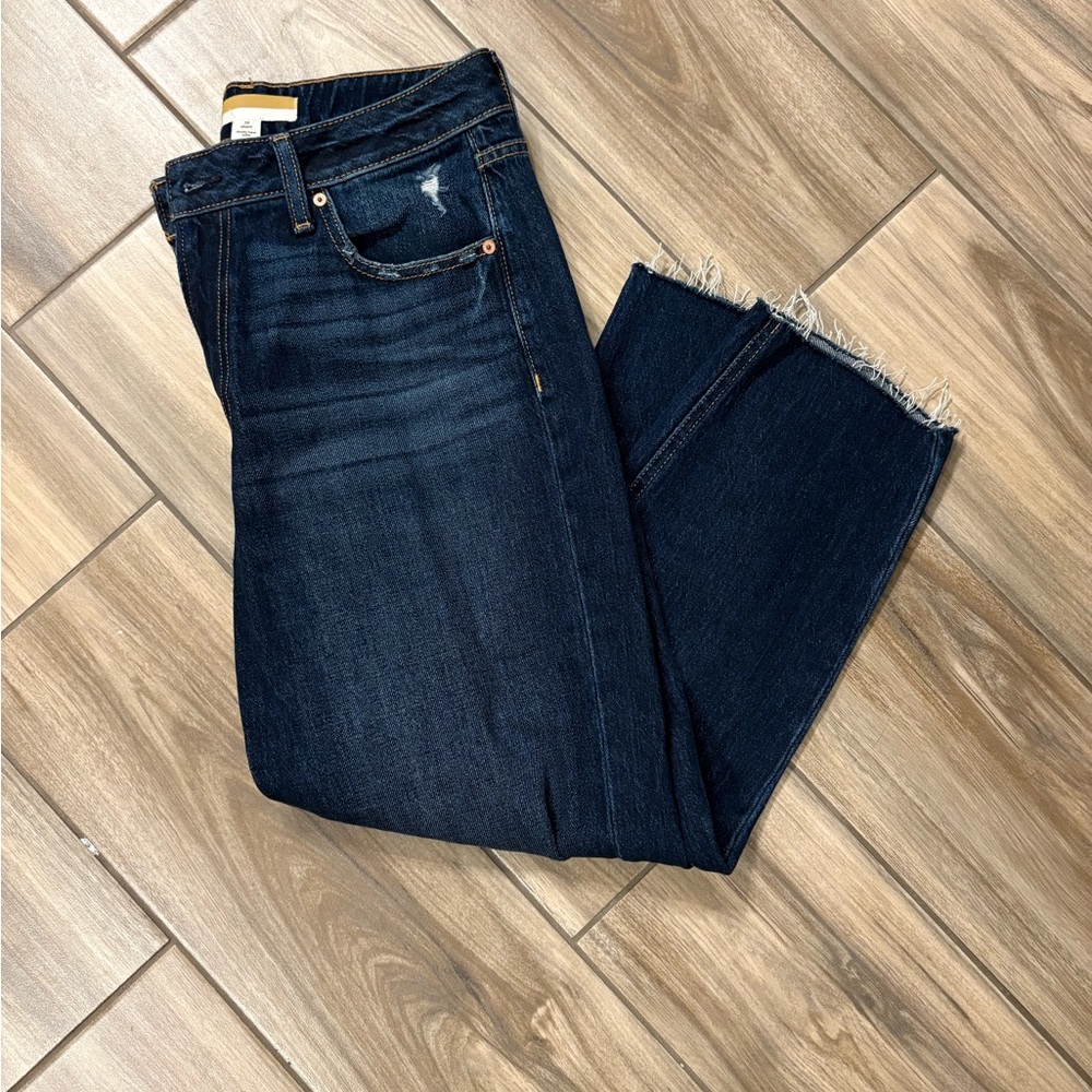 Maurices Midnight Blue Cropped Jeans with Frayed Hem